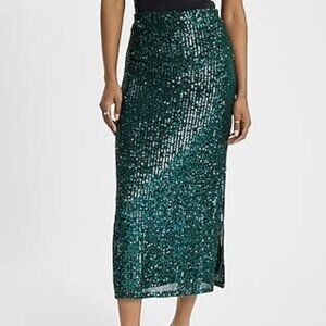 NWT Express High Waisted Fitted Sequin Midi Skirt - size XL